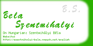 bela szentmihalyi business card
